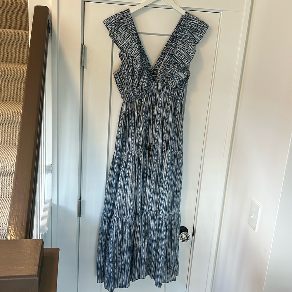 Chic One Shoulder Blue Patterned Dress